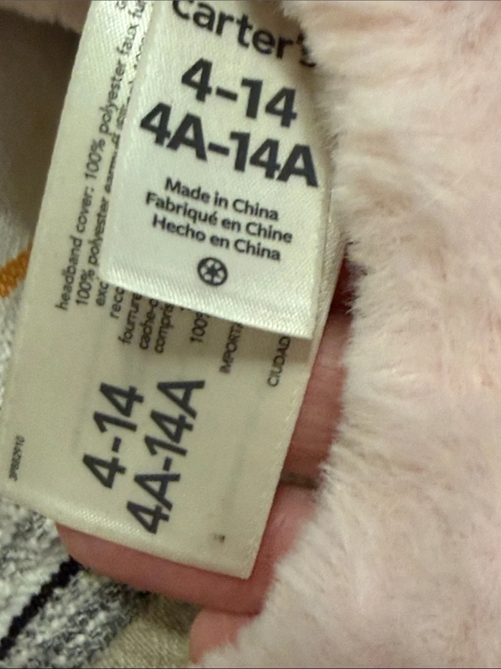 Carter’s Kid’s Pink Faux Fur Cat Ear Earmuffs 4-14 kitty costume